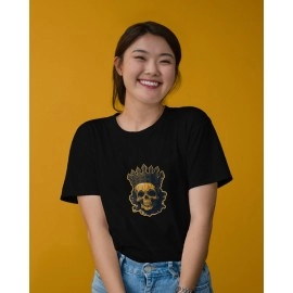 Skull King | SABEZY ESSENTIALS Cotton Regular Women's T-Shirt | Black