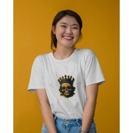 Skull King | SABEZY ESSENTIALS Cotton Regular Women's T-Shirt | White