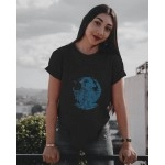 Spaceman In Space | SABEZY ESSENTIALS Cotton Regular Women's T-Shirt | Black