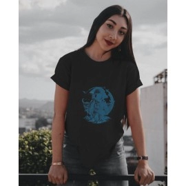 Spaceman In Space | SABEZY ESSENTIALS Cotton Regular Women's T-Shirt | Black