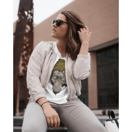 Street Monkey Design | SABEZY ESSENTIALS Cotton Regular Women's T-Shirt | White