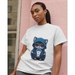 Suite Cat | SABEZY ESSENTIALS Cotton Regular Women's T-Shirt | White