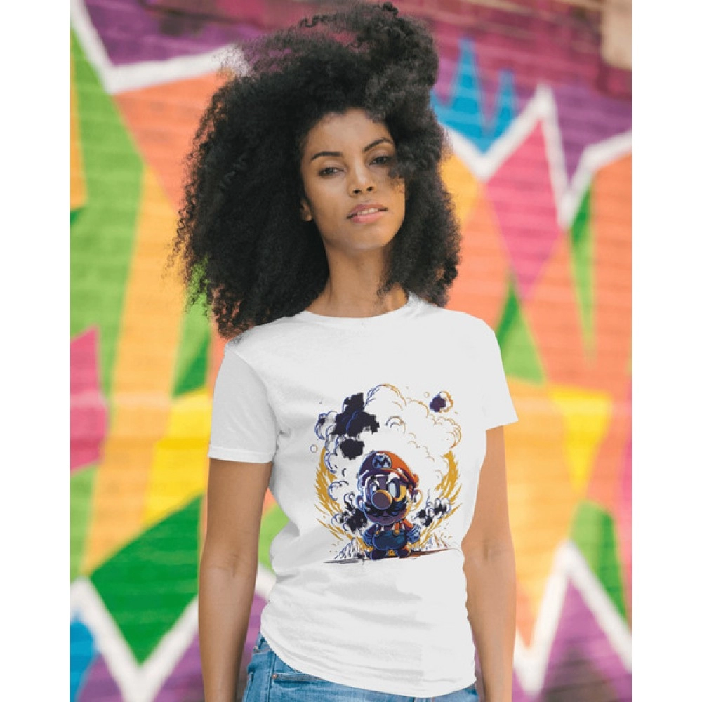 Super Mario | SABEZY ESSENTIALS Cotton Regular Women's T-Shirt | White