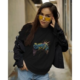 Video Game Controller | SABEZY ESSENTIALS Cotton Regular Women's T-Shirt | Black