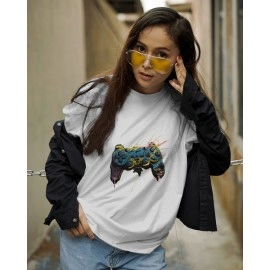Video Game Controller | SABEZY ESSENTIALS Cotton Regular Women's T-Shirt | White