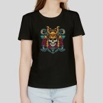 Samurai Skull | Women's Cotton Black Evil T-shirt