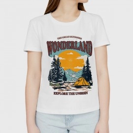 Wonderland | SABEZY ESSENTIALS Cotton Regular Women's T-Shirt | White