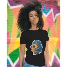 Yellow Tweet | SABEZY ESSENTIALS Cotton Regular Women's T-Shirt | Black