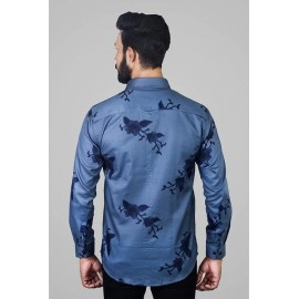 Men Twill Print Shirt | Blue