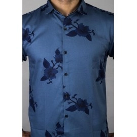 Men Twill Print Shirt | Blue