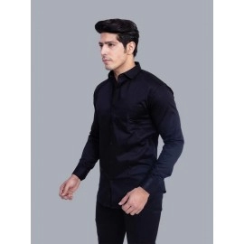 Men Solid Giza Cotton Formal Shirt | Black
