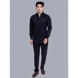 Men Solid Giza Cotton Formal Shirt | Black