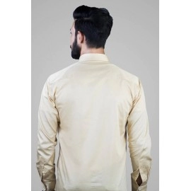 Men Solid Giza Cotton Formal Shirt | Cream
