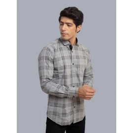 Men Checked Regular Fit Casual Shirt | Grey
