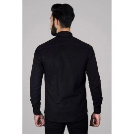 Men Solid Linen Formal Men Shirt | Black