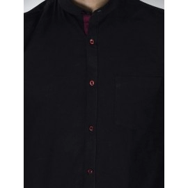 Men Solid Linen Formal Men Shirt | Black
