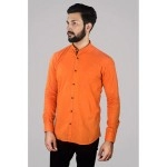 Men Solid Linen Formal Shirt | Orange