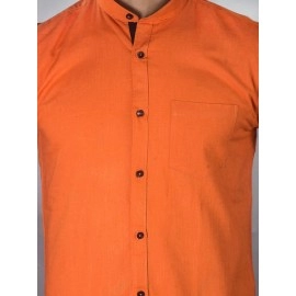 Men Solid Linen Formal Shirt | Orange