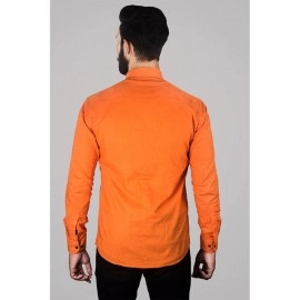 Men Solid Linen Formal Shirt | Orange