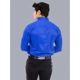 Men Solid Satin Formal Shirt | Blue