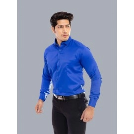 Men Solid Satin Formal Shirt | Blue