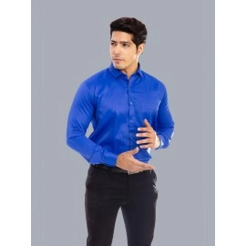 Men Solid Satin Formal Shirt | Blue