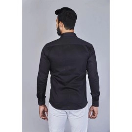 Men Solid Satin Formal Shirt | Black