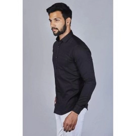 Men Solid Satin Formal Shirt | Black