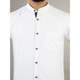 Men Solid Linen Formal Shirt | White