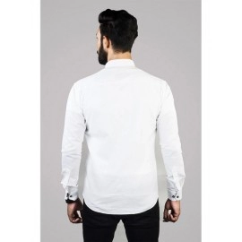 Men Solid Linen Formal Shirt | White