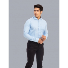 Men Solid Satin Formal Shirt | Light Blue