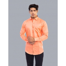 Men Solid Giza Cotton Formal  Shirt |  Light Orange