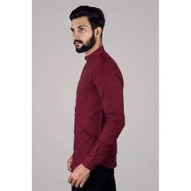 Men Solid Linen Formal Shirt | Maroon