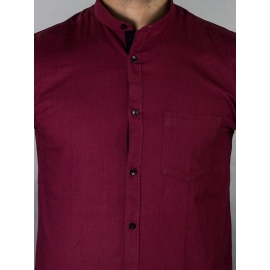 Men Solid Linen Formal Shirt | Maroon