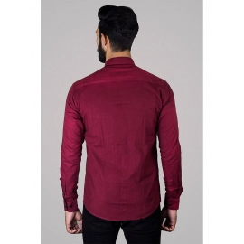 Men Solid Linen Formal Shirt | Maroon