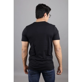 Men Solid Round Neck Pure Cotton T-shirt | Black