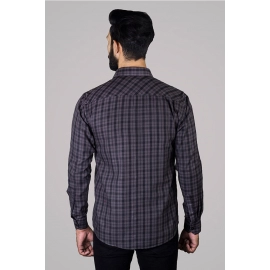 Men Checked Button Down Collar Cotton Shirt | Black