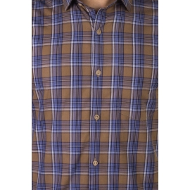 Men checked Cotton Shirt | Brown