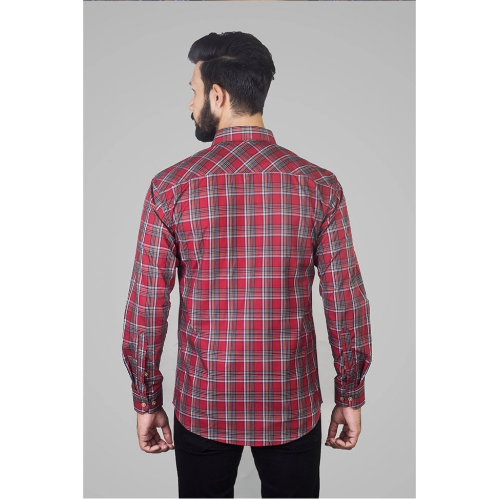 Men checked Cotton Shirt | Red