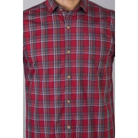 Men checked Cotton Shirt | Red