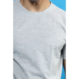 Men Solid Round Neck Pure Cotton T-shirt | Grey