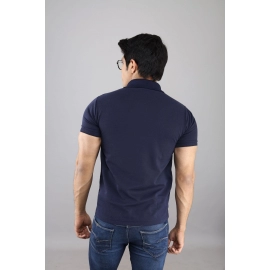 Men Solid Polo Collar T-shirt | Navy Blue