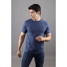 Men Solid Round Neck Pure Cotton T-shirt | Navy Blue