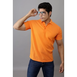 Men Solid Polo Collar T-shirt | Orange