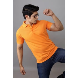 Men Solid Polo Collar T-shirt | Orange