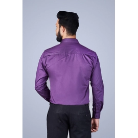 Men Pinstripe Self Design Cotton Casual Shirt | Purple