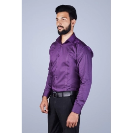 Men Pinstripe Self Design Cotton Casual Shirt | Purple