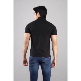 Men Solid Polo Collar T-shirt | Black