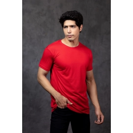 Men Solid Round Neck Pure Cotton T-shirt | Red