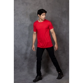 Men Solid Round Neck Pure Cotton T-shirt | Red